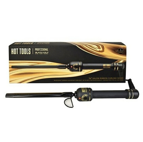 Black Gold Ribbon Styling Curling Iron Wand 5/8